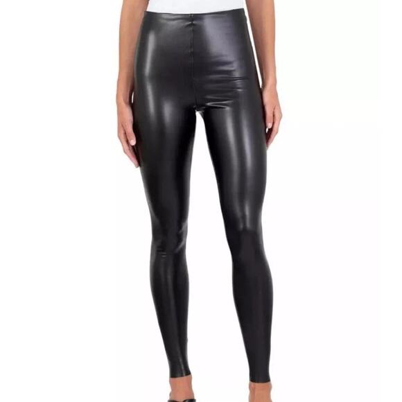 Joie Black Faux Leather High Rise Leggings Small Moto Goth Biker Style - Picture 1 of 8
